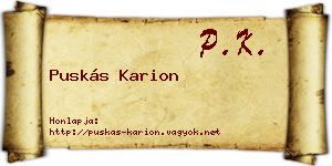 Puskás Karion névjegykártya